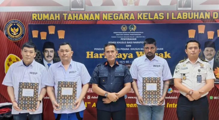 Rutan Kelas I Labuhan Deli Berikan Remisi Khusus Hari Raya Waisak 2570 BE/2026