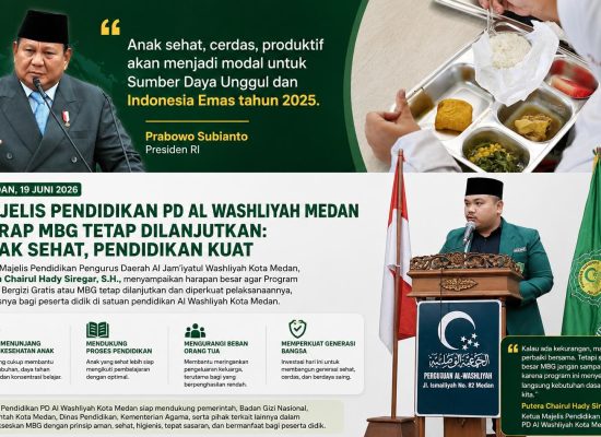 Majelis Pendidikan PD Al Washliyah Medan Harap MBG Tetap Dilanjutkan: Anak Sehat, Pendidikan Kuat