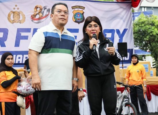 Wali Kota Wesly dan Ny Liswati Hadiri CFD dan Olahraga Semarakkan HUT ke-80 Bhayangkara