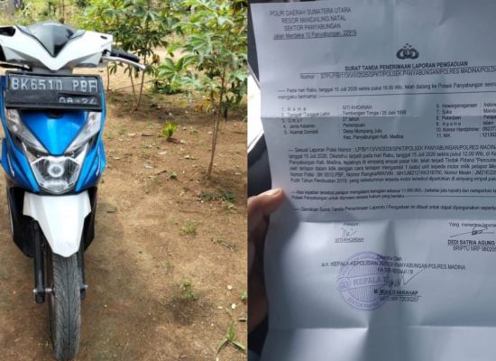 Diduga Digondol Dua Pemuda, Sepeda Motor Wartawati Raib di Simpang Empat Pasar Hilir Panyabungan